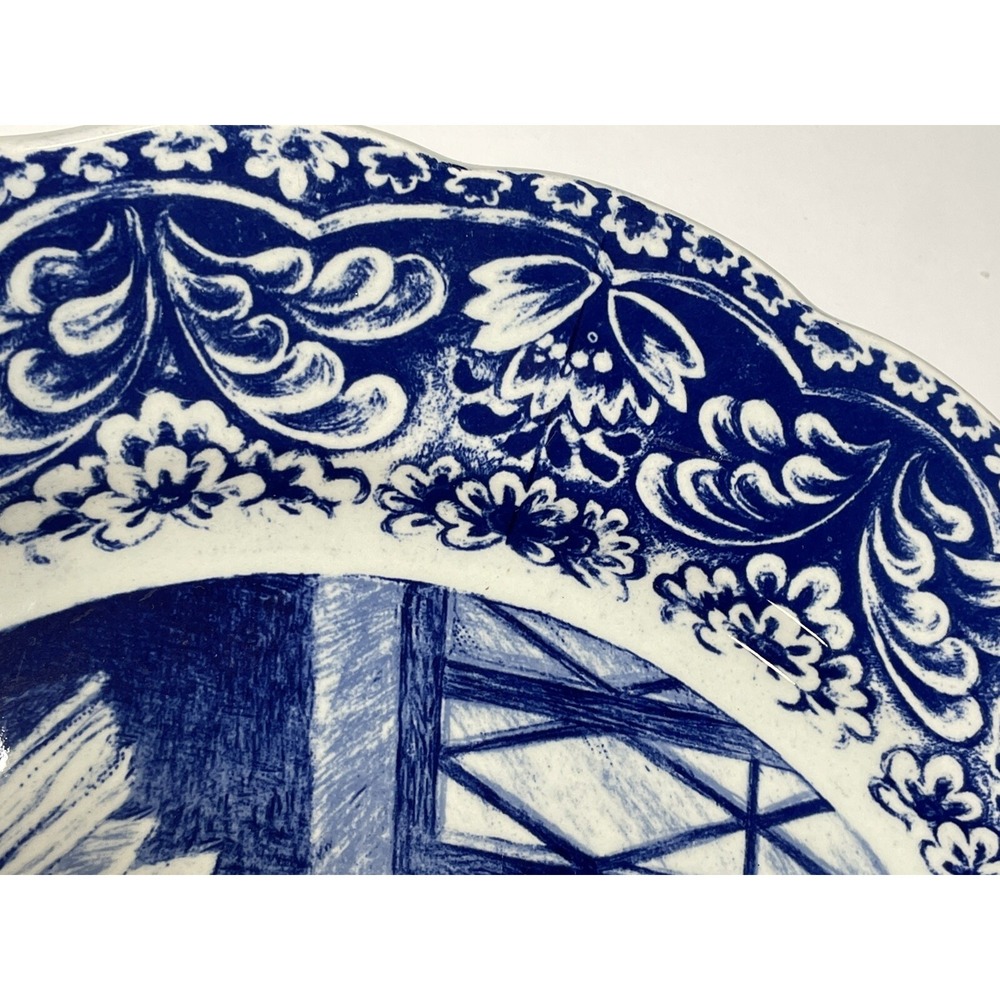 Vtg.Decorative La Louviere Boch Delft Blue Plate Woman Reading Book Wall Hanging - Picture 9 of 12